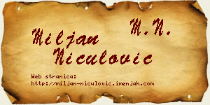 Miljan Niculović vizit kartica